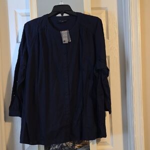 Lane Bryant Navy Button Down Shirt